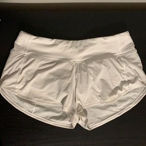 Lululemon White Speed Up Shorts